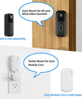 Doorbell Mount For All New Video Doorbell With Outlet Wall Mount For Sync Module Core No Drilling No Screws Camera Mounting Holder Easy Install For Blink Doorbell Outdoor System installed