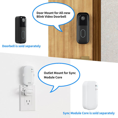 Doorbell Mount For All New Video Doorbell With Outlet Wall Mount For Sync Module Core No Drilling No Screws Camera Mounting Holder Easy Install For Blink Doorbell Outdoor System installed