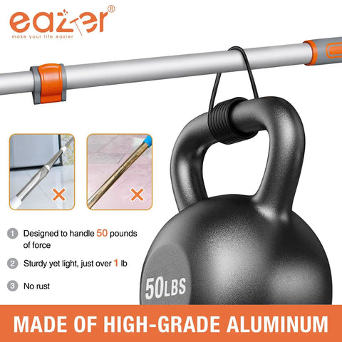 Beast Mode Cleaning With 60 Inch Extendable Aluminum Pole And Rubber Blade For Quick Cleanups, shown supporting 50 lb weight