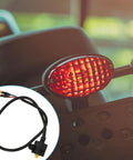 2 Pack Motorcycle Brake Light Switch Wire With Micro Button Power Cutoff for Electric Bikes and Motorcycles, shown with brake light.