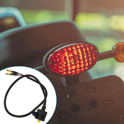 2 Pack Motorcycle Brake Light Switch Wire With Micro Button Power Cutoff for Electric Bikes and Motorcycles, shown with brake light.