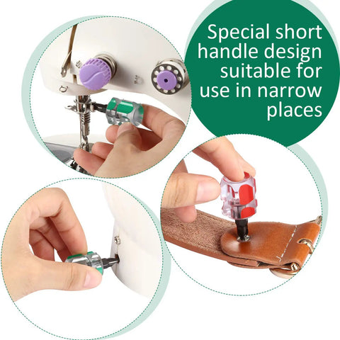 Using Two Piece Mini Screwdriver Set For Sewing Machines And DIY Fixes on sewing machine and leather strap
