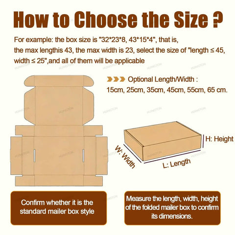 How to choose size for Heavy Duty Manual Box Folding Tool Adjustable Corrugated Cardboard Folder showing box dimensions.