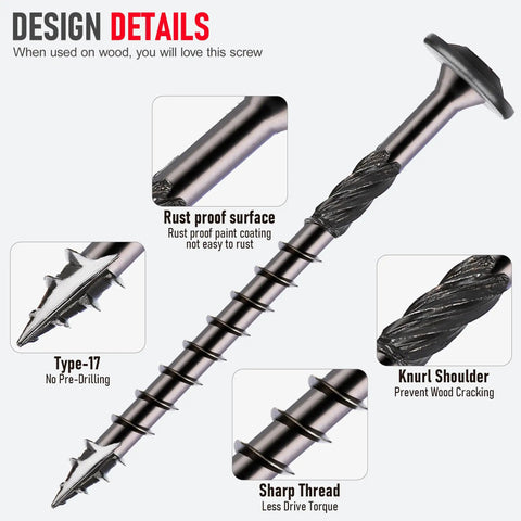 Heavy Duty Washer Head Wood Screws Size 14 By 3 Inch Structural Lag Fasteners for Timber Logs and Yard Projects with Rust Proof Coating