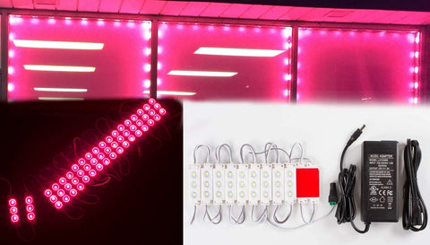 Magenta Hot Pink 40ft LED Light Module For Storefronts With 5630 LEDs Waterproof UL Listed 12V AC Power 80 Modules