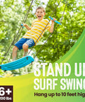 Child enjoying Kick Stand Up Tree Swing For Backyard And Outdoor Swingsets Kid Friendly Platform Swing With Adjustable Handles