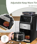 Grind And Brew 10-Cup Coffee Maker With Built-In Burr Grinder, Programmable Touch Screen, glass carafe side view in kitchen