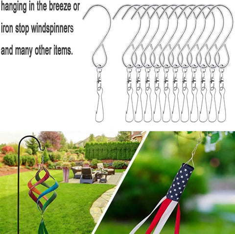 24 Piece Swivel Clip Hanging Hooks With Dual Rotation And Spiral S Shape Design Includes Sturdy Plastic Storage Bin For Zero Fuss Home Organization That Works Like A Charm in a garden setting.