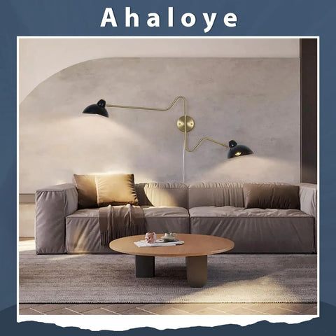 Plug In Black Wall Sconce With Swing Arm And 360 Degree Rotatable Shade On Off Cord Switch Easy No Hardwire Installation For Bedroom And Living Room Lighting mounted above sofa