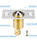 4 Pack Drive In Ball Catch For Closet Doors With Strike Plate Adjustable Tension Heavy Duty Stainless Steel And Brass Hardware