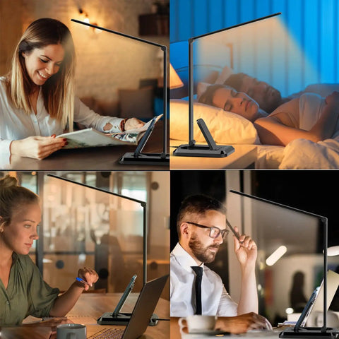 LED Desk Lamp With Wireless Charger And USB Port, Touch Control, Five Lighting Modes, Eye Care, Dimmer in different settings