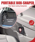 Ultra Portable 12V Tire Inflator Air Compressor with Digital Gauge and LED Light shown in car storage, compact box design