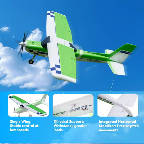 Beginner Friendly 1220mm Ranger Reflex V3 RC Plane Ready To Fly Red And Green, Easy To Fly Remote Control Airplane for Adults