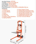Front view of VEVOR pallet stacker, 330 lb capacity, orange carbon steel frame with lift plate and swivel casters