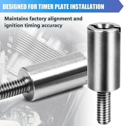 Close-up of Stainless Steel Timer Plate Stand Off Kit With Screws And Washers For Shovelhead EVO Big Twin And Sportster Ironhead Evolution