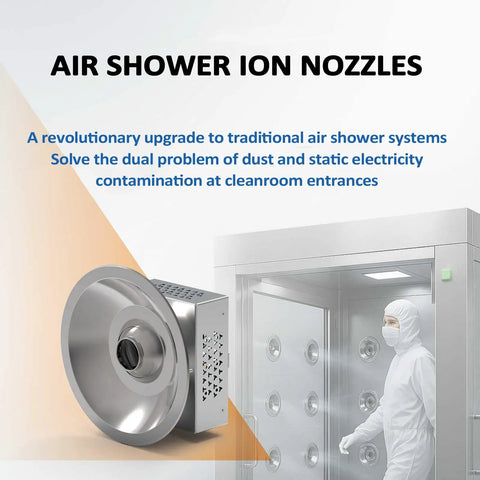 Heavy Duty Antistatic Nozzle For Air Shower System Kicks Static To Curb Instantly With Rapid Ion Blower And Super Fast Dust Removal Kit For Cleanroom Jobs, showing ion nozzle design and application in cleanroom.