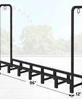 Heavy Duty 8ft Firewood Log Rack For Outdoor Use On Porch Or Backyard Keeps Fire Wood Neatly Stacked, 96 Inch wide steel holder