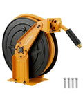 Heavy Duty Retractable Air Hose Reel With A Tough As Nails 50 Ft Epdm Rubber Hose No Sweat Auto Rewind length lock side view.