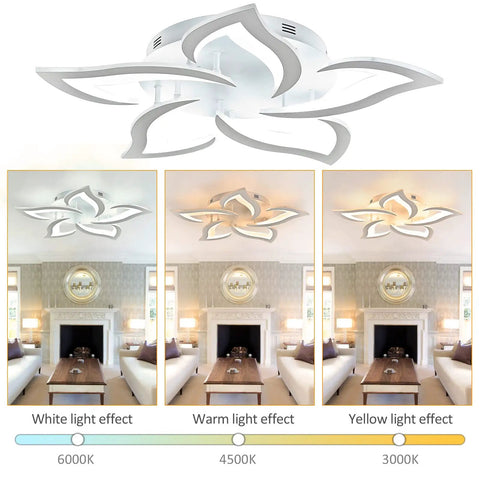 Modern Five Head Dimmable LED Ceiling Light With Remote Control Three Color Temperatures And Timer Easy Install For Bedroom Living Room Kitchen Stylish Minimal Boss Vibe Lighting