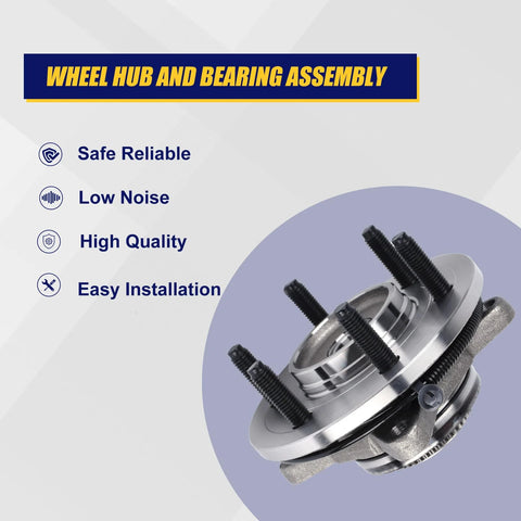 Front view of Front Wheel Bearing And Hub Assembly 515046 Fit For 2004 2005 Ford F150 Heritage Front 4WD With 6 Lug Bolts And ABS