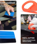 Vinyl Wrap Tool Kit For Car Wrapping And Window Tinting With 4 Inch Felt Squeegee and Zippy Vinyl Cutter in use