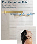 GRANDJOY 12" Shower System with Handheld Spray, Brushed Gold, featuring 12-inch rainfall showerhead for large coverage.