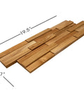 Dope 3D Teak Wood Wall Panels Set Of 10 Handmade Planks For Modern Wall Decor, Natural Teak Finish, 19.5x7 Inch Size