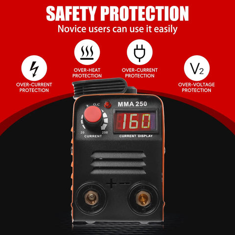 Mini Portable MMA 250A Stick Welder 110V IGBT Inverter with safety protection display