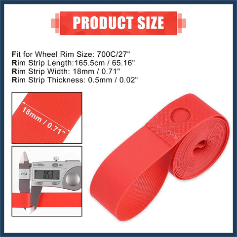 Red PVC Rim Tape Pair For 700C 27 Inch Bike Wheels Heavy Duty Rim Strip Liner To Protect Inner Tubes From Flats And Punctures