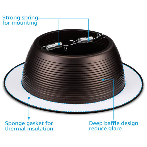 12-Pack 6 Inch Recessed Light Trim With Detachable Ring And Step Baffle In Oil Rubbed Bronze Full Metal Build For Halo Juno Remodel