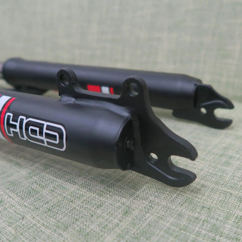 Close-up of Beefy 26 Inch Front Suspension Fork With 1 Inch Threaded Steerer, showing dropout area and black finish