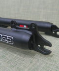 Close-up of Beefed Up 26 Inch Suspension Fork With 1 Inch Threaded Steerer 25.4mm Straight Tube, black hook detail.