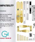 Tough As Nails Brass Storm And Screen Door Handle Set With Solid Lock And Key Featuring A Reversible Latch Design and hardware components.