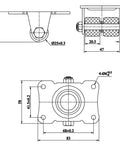Tough As Nails 1 Inch Double Nylon Caster Wheels Set Of Four Black Rigid Plate Mount Casters For Beds And Workbenches technical drawing.