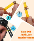 Premium TPU Fuel Line Kit With Three Size Options 3mm ID And 5mm OD showing yellow hose installation steps
