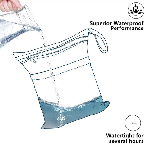 Two Pack Ultra Waterproof Wet Dry Bags With Dual Zippered Pockets being filled with water to show waterproof feature