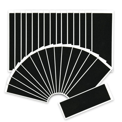 30 Sheets Fingerboard Foam Grip Tape 38mm By 110mm Soft Black Non Slip Grip showcased in fan layout for tricks and grinds