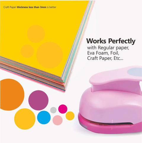 5 Piece Craft Hole Punch Set For Scrapbooking And Card Making with pink circle punches shown, suitable for paper and foil crafting.
