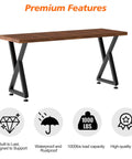 Heavy Duty Metal Table Legs 28x17.7 Inch Industrial X Frame For DIY Dining Table Base Kitchen Table Desk Built To Haul 1000 Lbs With Adjustable Feet True Steel shown with a wooden tabletop.