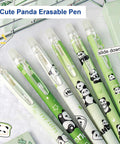 Six Pack Panda Erasable Retractable Gel Ink Pens 0.5mm Blue Ink Too Cute Panda Design Erasable Gel Ink with Rubber Eraser