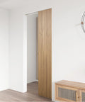Commercial Grade Pocket Door Hardware And Track Set For 5 Foot Doors, 56.7 Inch Aluminum Box Track With Convex Rails, installed view