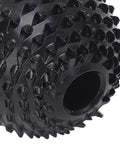 Pro Grade 3 Piece M10 Angle Grinder Rotary Sphere Burr Bit Set For Fast Wood Carving And Smooth Polish On Plastic Or Fiberboard Built Tough With Alloy Steel To Knock Out Detail Jobs Without Breaking A Sweat - close-up of black rotary burr with pointed tips.