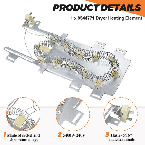 Upgraded 8544771 Dryer Heating Element Replacement Part For Whirlpool Kenmore Maytag Replaces WP8544771 W10836011