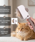 Check Out This Awesome Pet Grooming Kit With A Smooth Self Cleaning Deshedding Brush Rotating Knob And Multi Metal Comb For Fast Fur Removal On Long Or Short Haired Pups Without Any Mess. self-cleaning pet brush grooming long-haired cat