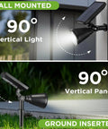 Sun-Powered Outdoor Solar Lights, Waterproof Garden Pathway Spotlights, Wall Mount, Ground Insert, Adjustable Panels, White