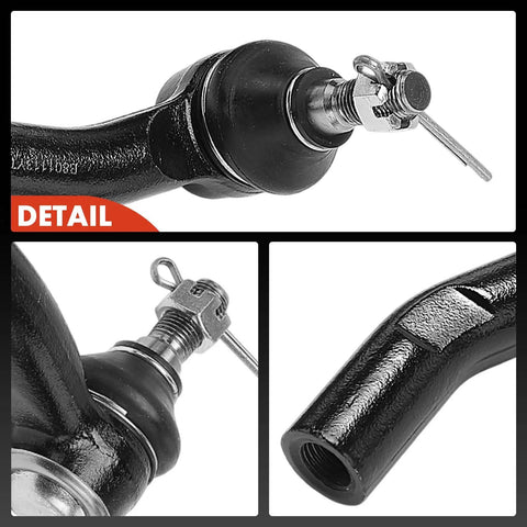 Front Outer Tie Rod End Replacement For Lexus ES 2013-2018 ES300h ES350 - Fixes Uneven Tire Wear, Front Outer Left And Right, Driver And Passenger Side, Professional Suspension Replacement Part. Black metal tie rod end detail with castle nut and cotter pin