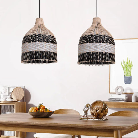 Rattan Pendant Light For Kitchen Island And Living Room And Bedroom Boho Woven Chandelier Handmade Ceiling Lamp With Safe Durable Build And E26 E27 Bulb Compatibility Ideal For Modern Rustic Homes above dining area