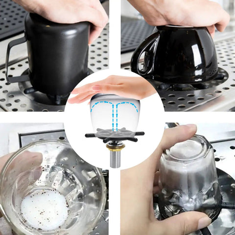 Glass Rinser For Espresso Cups And Milk Pitchers With Adjustable Spray Head Fast Rinse Drip Tray Drain Stainless Steel Sink Mount
