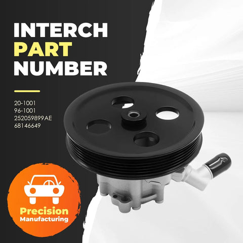 Power Steering Pump With Pulley For Jeep Wrangler 3 8L V6 2007 2008 2009 2010 2011 Replacement Part 20 1001 96 1001 52059899AE 68146649 Direct Fit High Performance OE Replacement For Smooth Steering
