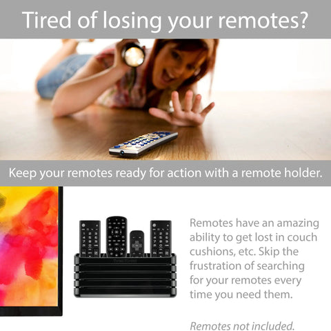 Hole Free Remote Holder Sticks To Wall Without Drilling Keeps 3 To 4 Remotes Handy, No Tools Required, Premium Black Modern Design